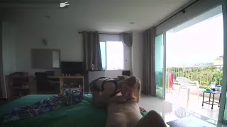 blowjob and hard handjob - cumshot - blonde russian sexy teen eating cum