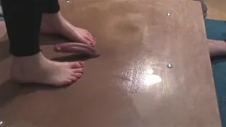 Cockplay cockcrush footjob with long toes and spreaded cum