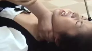 Japanese girl choked on floor