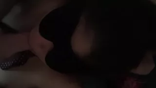 Throatfuck gagging while fingered in bondage