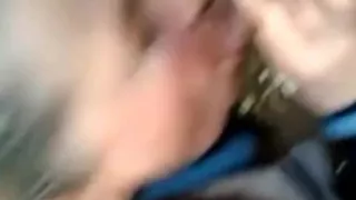 Old mom and stranger! Amateur in outdoor