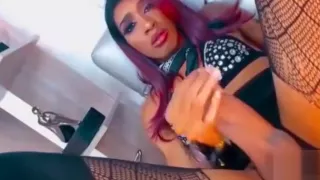 Black redhead shemale jerks monsterdick