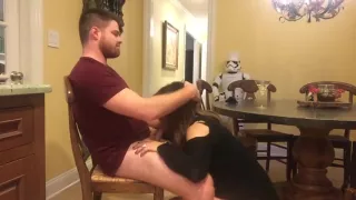 Milf rides cock on the chair