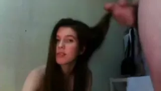 Sexy Teen Hairjob and Cum in Hair, Long Hair, Hair