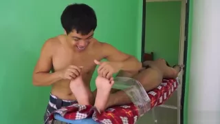 Asian Twink Josh Tied and Tickled