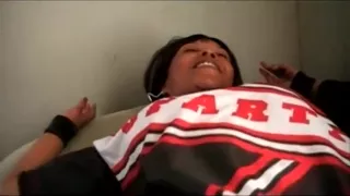 Shes tickled and teased