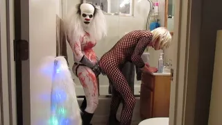 Bitch strapon clown fucking her sissy...