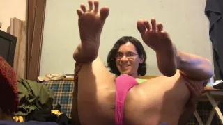 Pink panty tranny feet ass and Dick