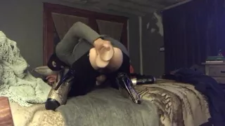 Trans smokes meth and plays with dildo and bottle