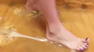 Girl struck glue and tape