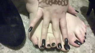 Elle Moon BBW Foot Fetish Black Heels and Toenails