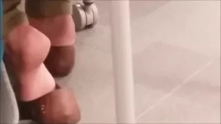 Hot girl shoeplay in flats library