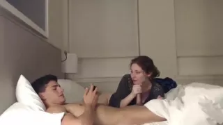 Slut sucked two big dicks in Las Vegas