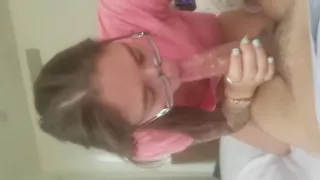 White girl gives head