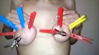 Tied tits self torture
