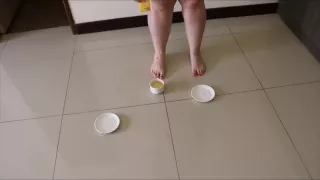 Fat milf pee's in a cup of tea and then plays in it with her feet