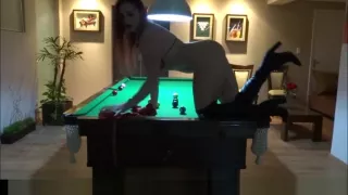 Striptease at the billiard table - Hot brazilian striper hot ass