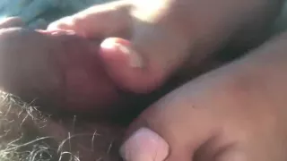 Footjob in car