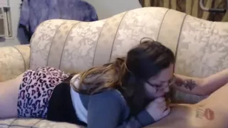 young stud is cocksucked by girlfriend  - hot tattoos and huge cock emo style