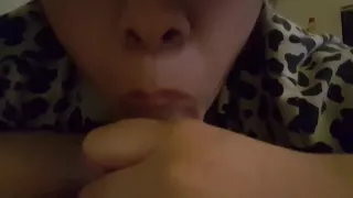 chubby girlfriend  gives blowjob