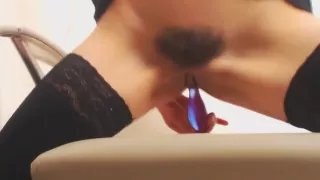 Masturbate at work :Day 86 : Riding my dildo at office