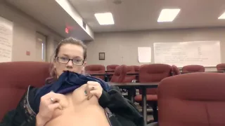 College Girl Plays With Tits in an Empty Classroom