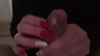 Red nails handjob