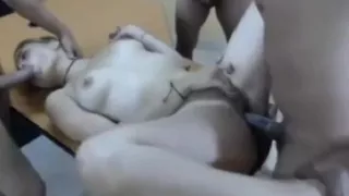 18yo teen gangbanged on a table 2