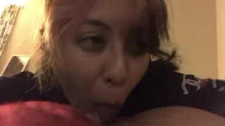 Slobbering on daddy’s cock