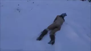 Walking naked in the snow.