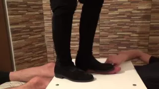 cock and balls under cruel boots - CBT trampling