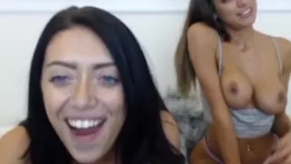 Victoria and KylieJean sisters lick whip cream off her