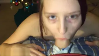 Tinder Blowjob 18 Year Old Fucks me for Christmas! Her husbands Home Alone