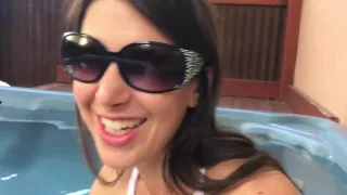 Public blowjob in hotel hot tub and then fucking in the shower with facial
