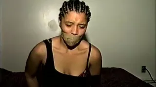Ebony Girl Gagged With Stuffing And Tape