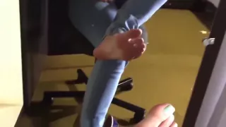 Sexy blonde sweaty feet