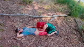 Poison Ivy Batman Kiss and Rides his Cock to Creampie on a Forest Lake