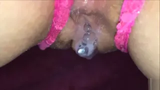 Tinder Creampie High School Cheerleader in Pink Crotchless Panties 18 years