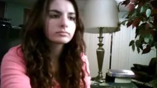 18yo brunette US girl playing omegle game in daddys office dancing