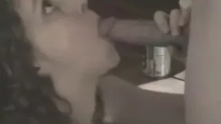 Sensual blowjob to her ex and swallowing thick load while husband away