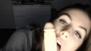 Hot Sloppy Dildo Blowjob spit