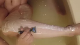 Shaving legs fetish