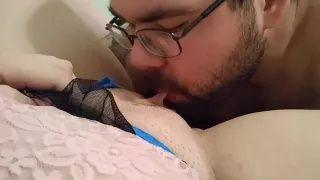 Amatør, Brunette, Par, Mand, Slikke, Milf