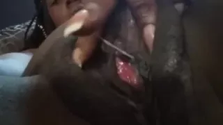 black Mom Kaylah rubs her wet pussy