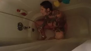 Chubby tattooed milf squirts in shower 2 times. Sexy feet.