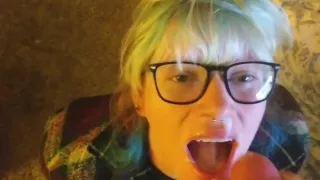 Alternative Arts Girl Gags on Cock