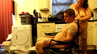 fat bbw emma cutting my hair naked