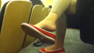 Candid college girl flats dangle.