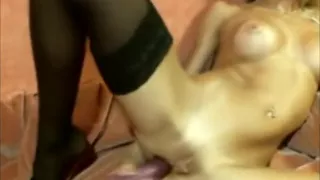 Hard pussy fuck with toy. Blond masturbation.