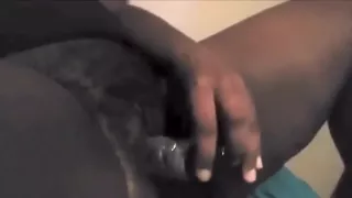 Deep Black Wet Pussy Swallows Dildo